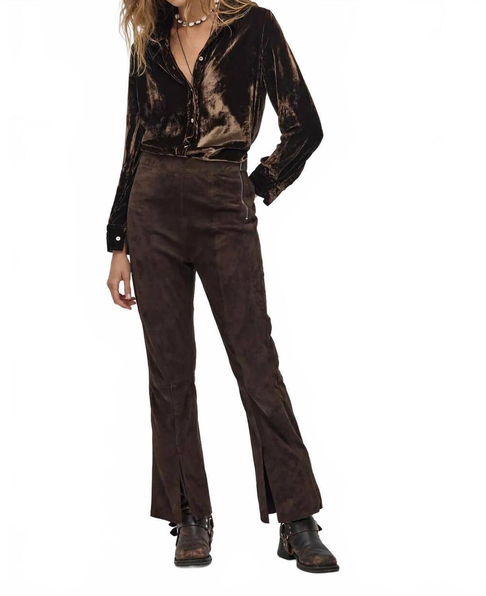 NEW LANHTROPY women's san merino velvet shirt in chocolate